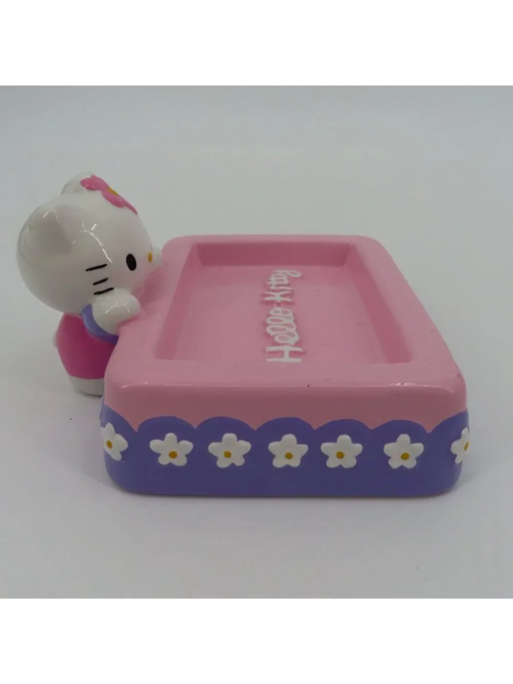 Sanrio Hello Kitty 2000 Y2K Ceramic Soap Dish Pink Purple Daisy Flower Bathroom